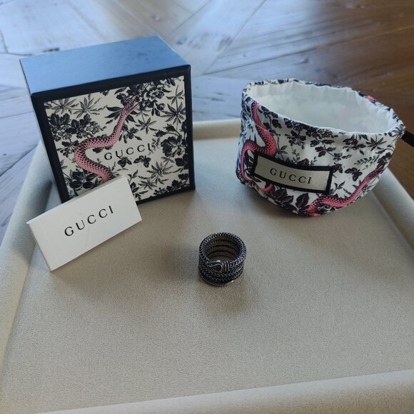 Gucci Garden Snake Wrap ring 925 Sterling Silver size US 7.5 - Picture 3 of 15
